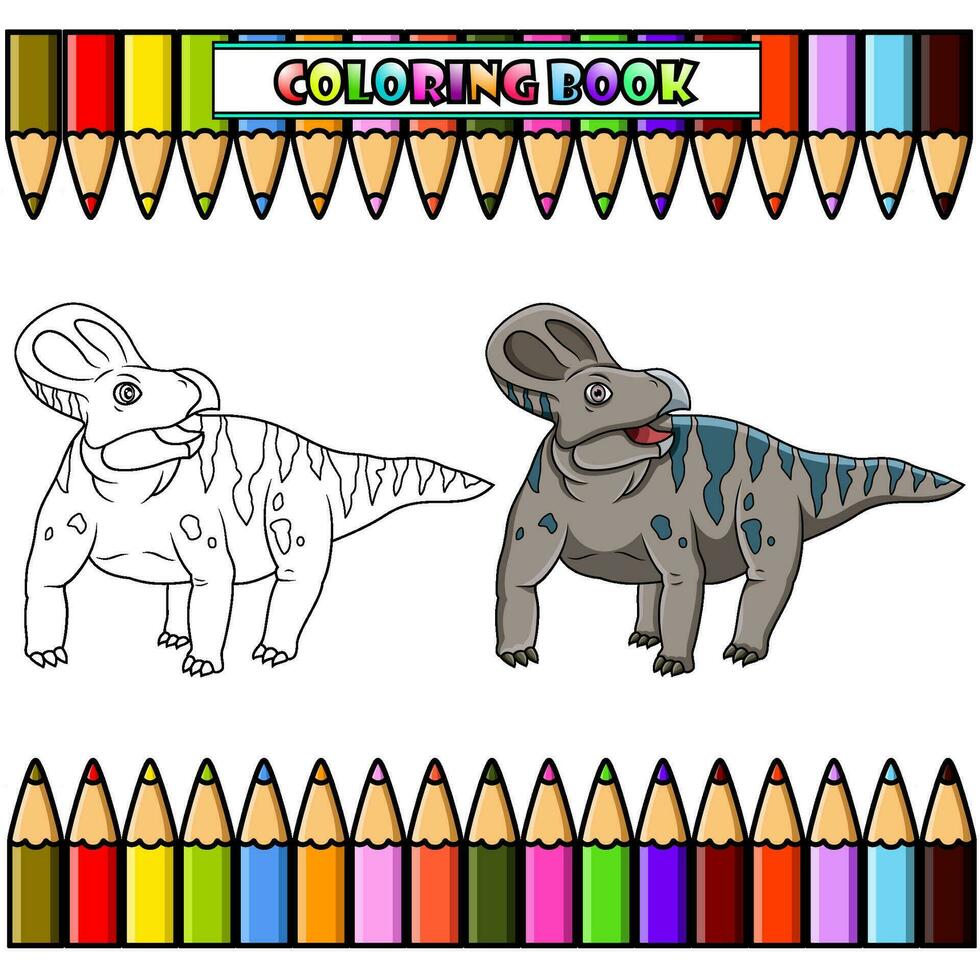 tekenfilm protoceratops voor kleur boek vector