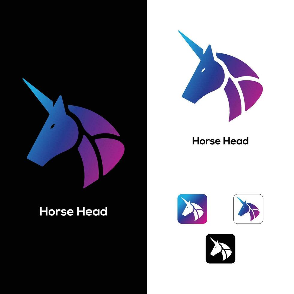 paard hoofd creatief logo ontwerp icoon vector