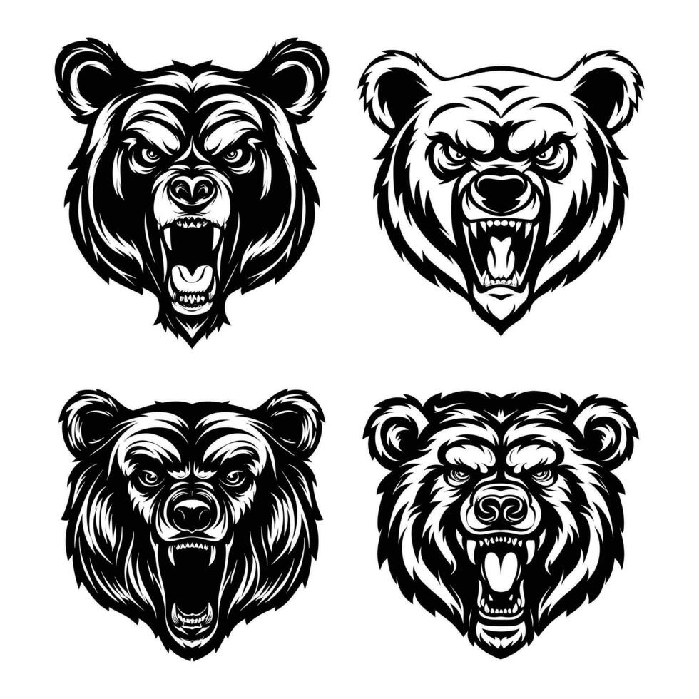 boos beer hoofd icoon geïsoleerd reeks illustratie vector