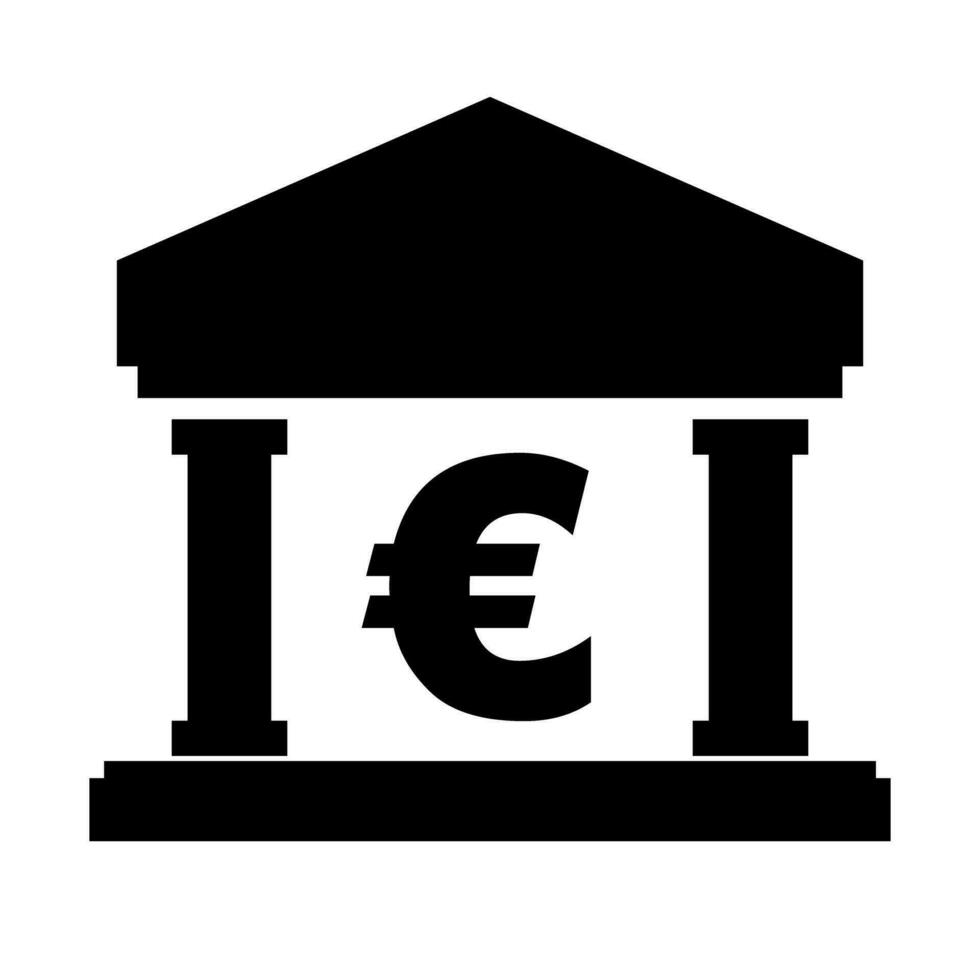 euro bank silhouet icoon. vector. vector