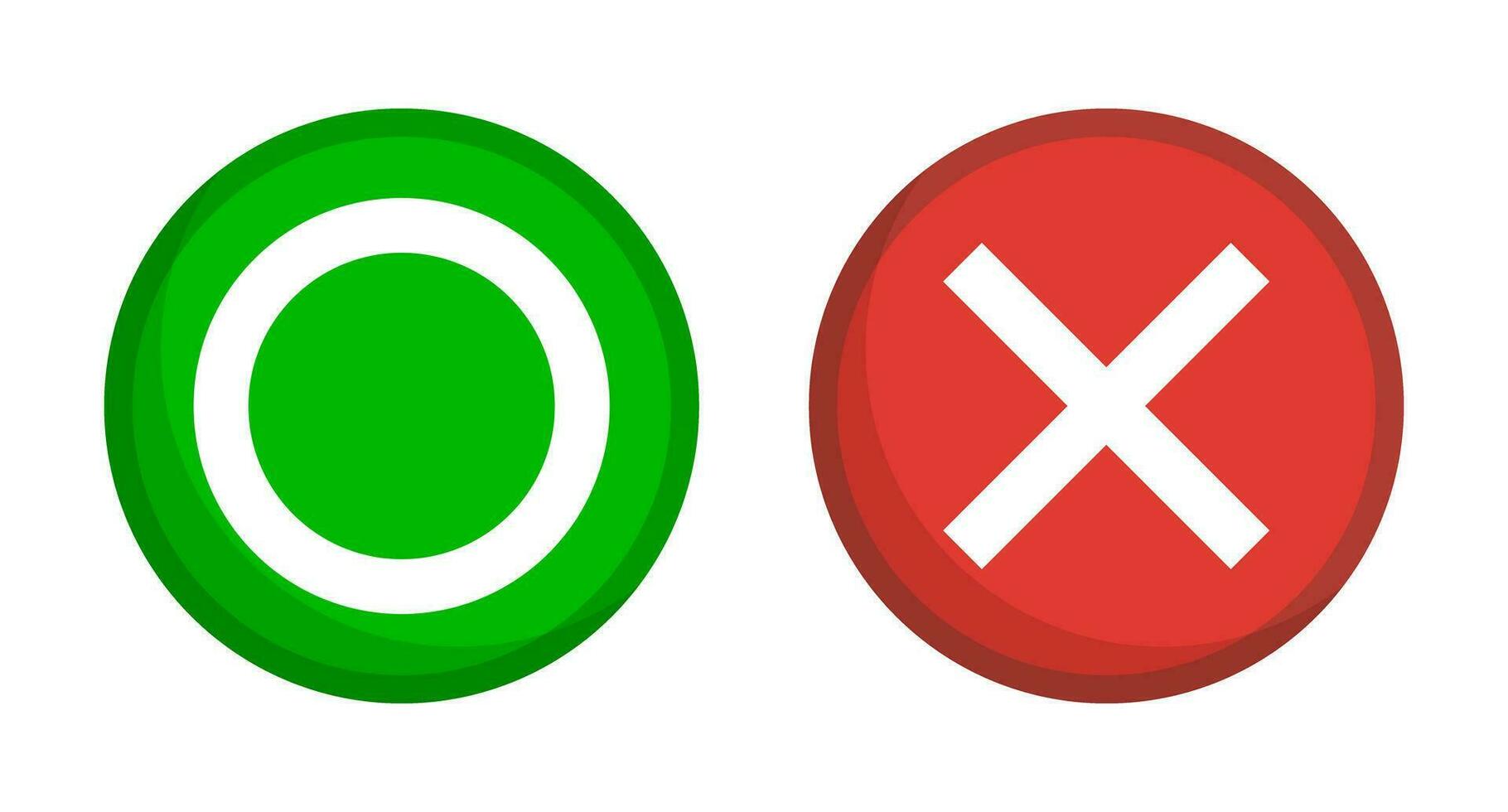cirkel en kruis icoon set. correct en niet correct pictogrammen. vectoren. vector