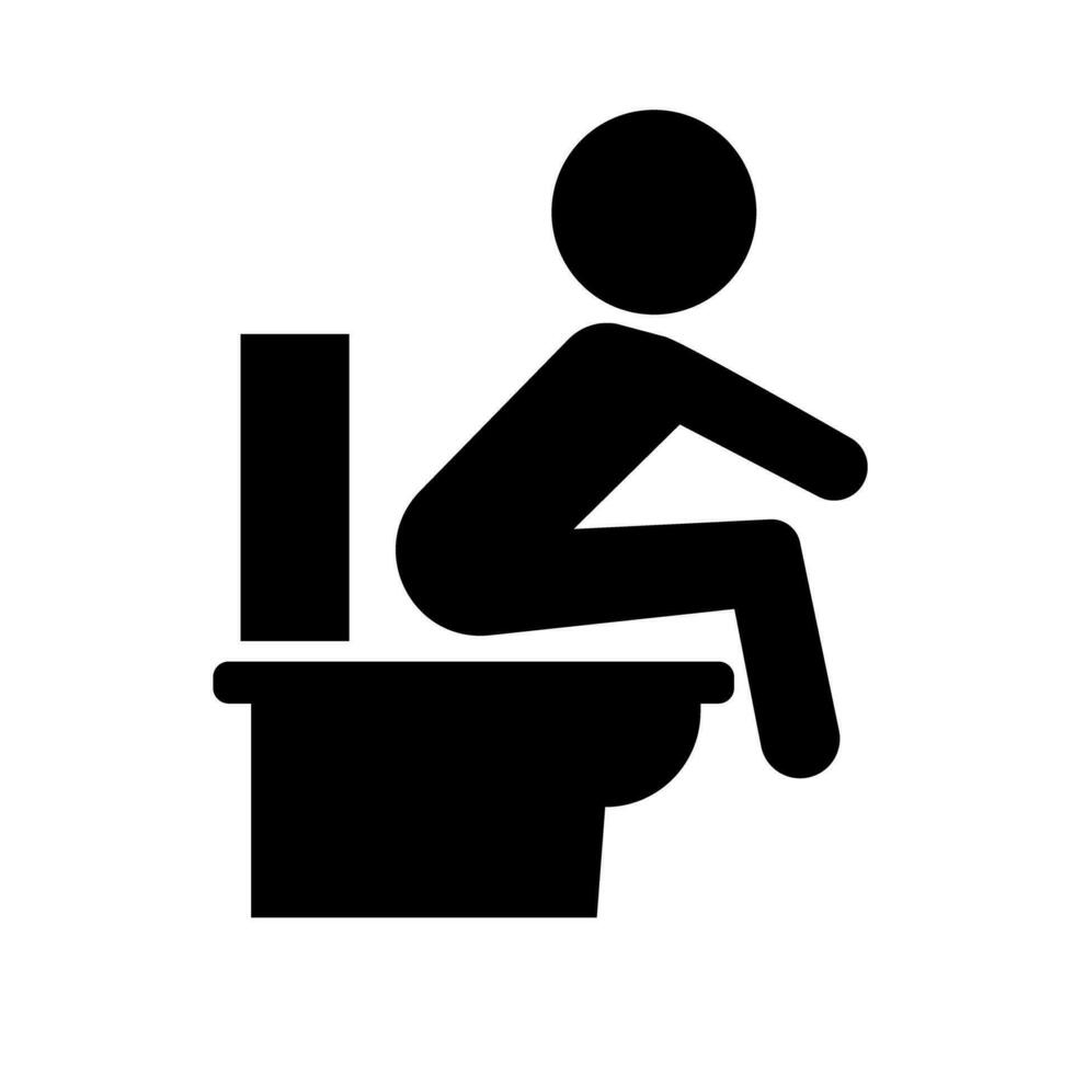 persoon zittend Aan de toilet silhouet icoon. uitscheiding. vector. vector