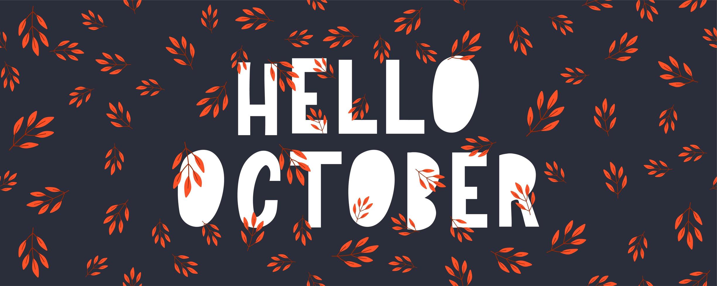 oktober belettering tekst verkoop vector banner met kleurrijke herfstbladeren