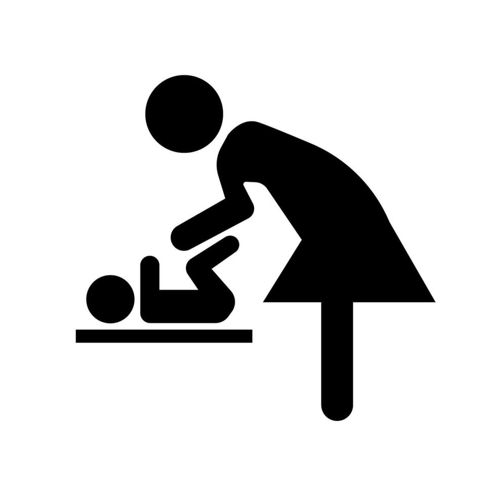 moeder veranderen baby's luier silhouet icoon. vector. vector