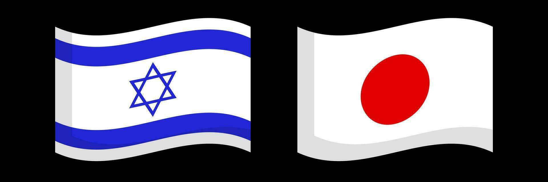 fladderend Israël en Japan vlag icoon set. vector. vector