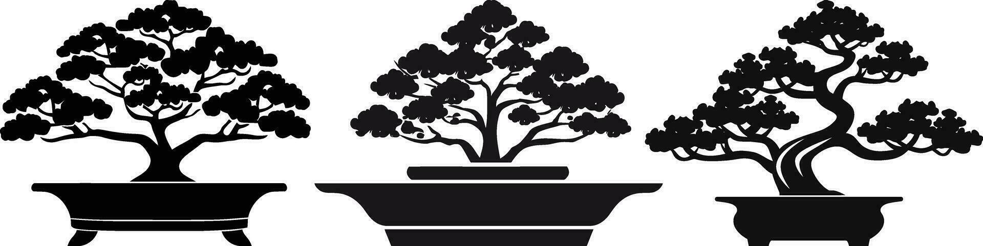 klein bomen, groots kalmte bonsai vector genot