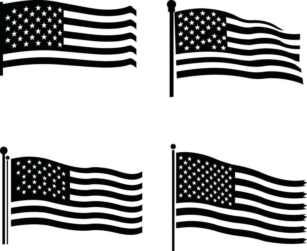 patriottisch heerlijkheid Amerikaans vlag silhouet vector