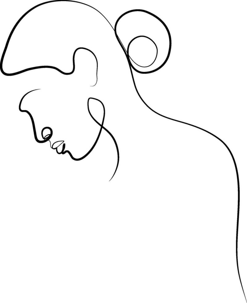 een lijn tekening gezicht. abstract vrouw portret. modern minimalisme kunst. een lijn meisje of vrouw portret ontwerp. hand- getrokken minimalisme stijl vector illustratie. vrouw dame lijn kunst illustratie.