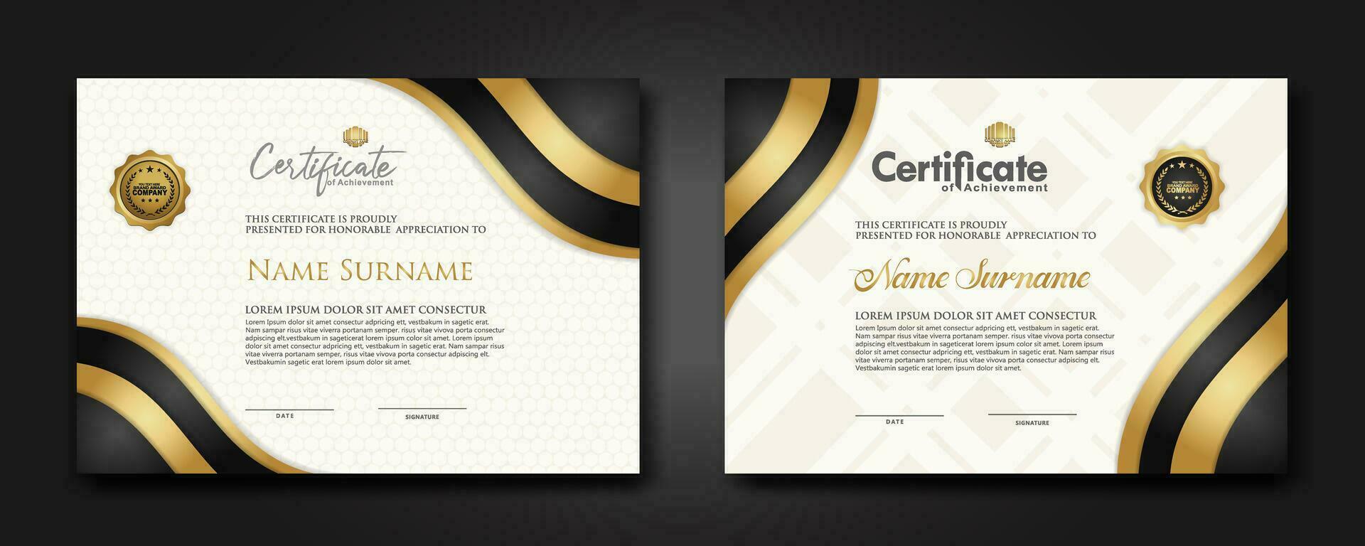 reeks luxe certificaat sjabloon vector