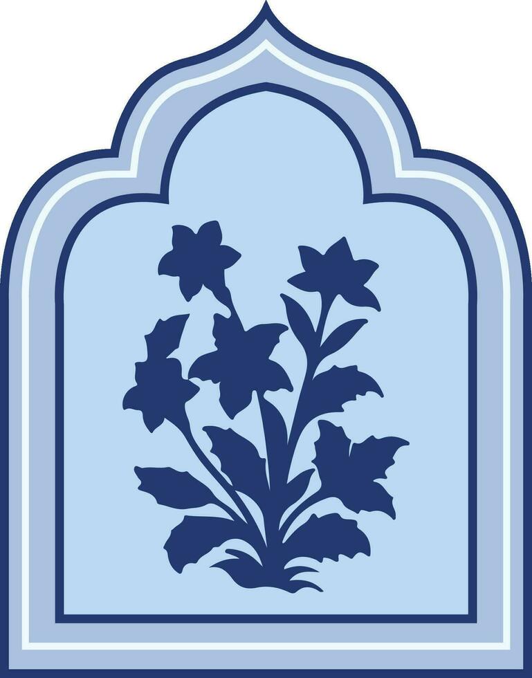 mughal bloem motief. mughal silhouet illustratie voor muur schilderen. bloemen, etnisch, kleurrijk kleding stof patronen. textiel illustratie, mode, afdrukken, behang, en decoratie. vector