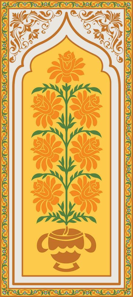 mughal fabriek en wijnoogst bloem illustratie kunstwerk. vector