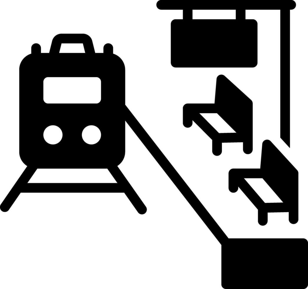 solide icoon voor station vector