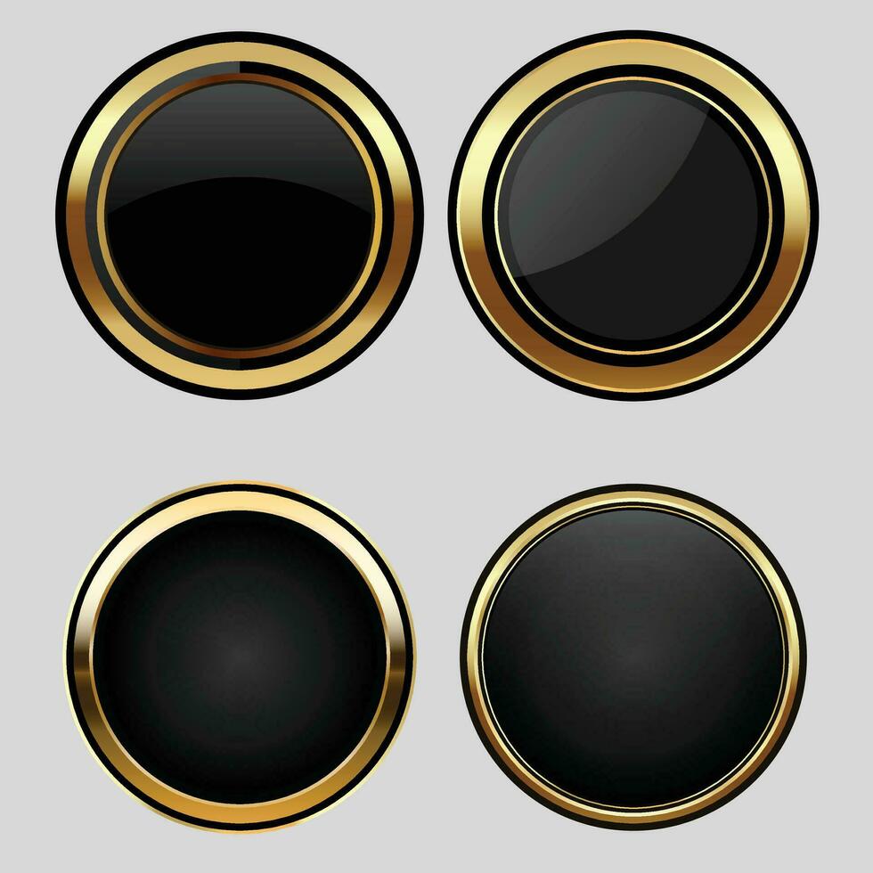 luxe gouden zwart badges en etiketten. retro wijnoogst cirkel insigne ontwerp vector