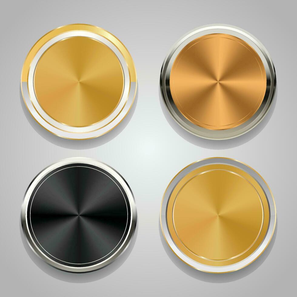 luxe gouden badges en etiketten. retro wijnoogst cirkel insigne ontwerp vector