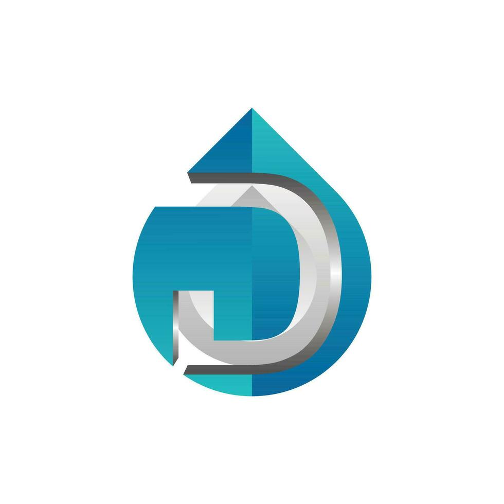 brief d met laten vallen water logo ontwerp, water laten vallen en schoon milieu symbool, logotype element voor sjabloon vector