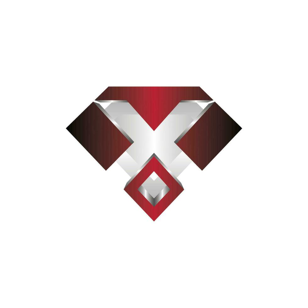 brief X diamant logo elegant ontwerp, diamant icoon sjabloon, geschikt voor uw bedrijf vector