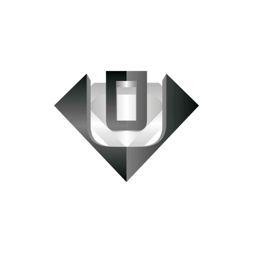 brief u diamant logo elegant ontwerp, diamant icoon sjabloon, geschikt voor uw bedrijf vector