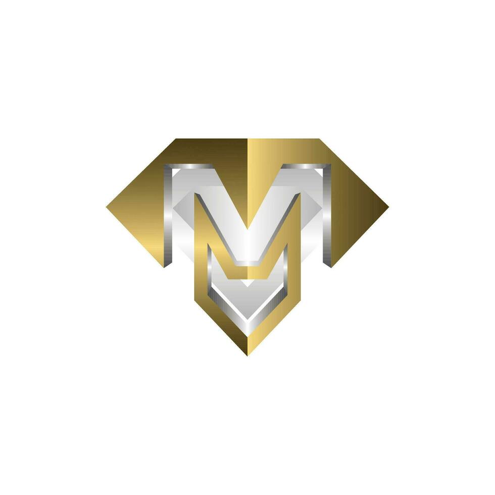 brief m diamant logo elegant ontwerp, diamant icoon sjabloon, geschikt voor uw bedrijf vector