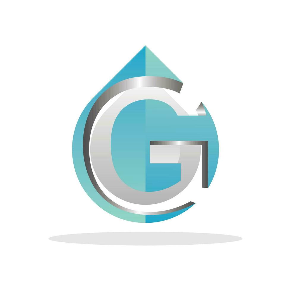 brief g met laten vallen water logo ontwerp, water laten vallen en schoon milieu symbool, logotype element voor sjabloon vector