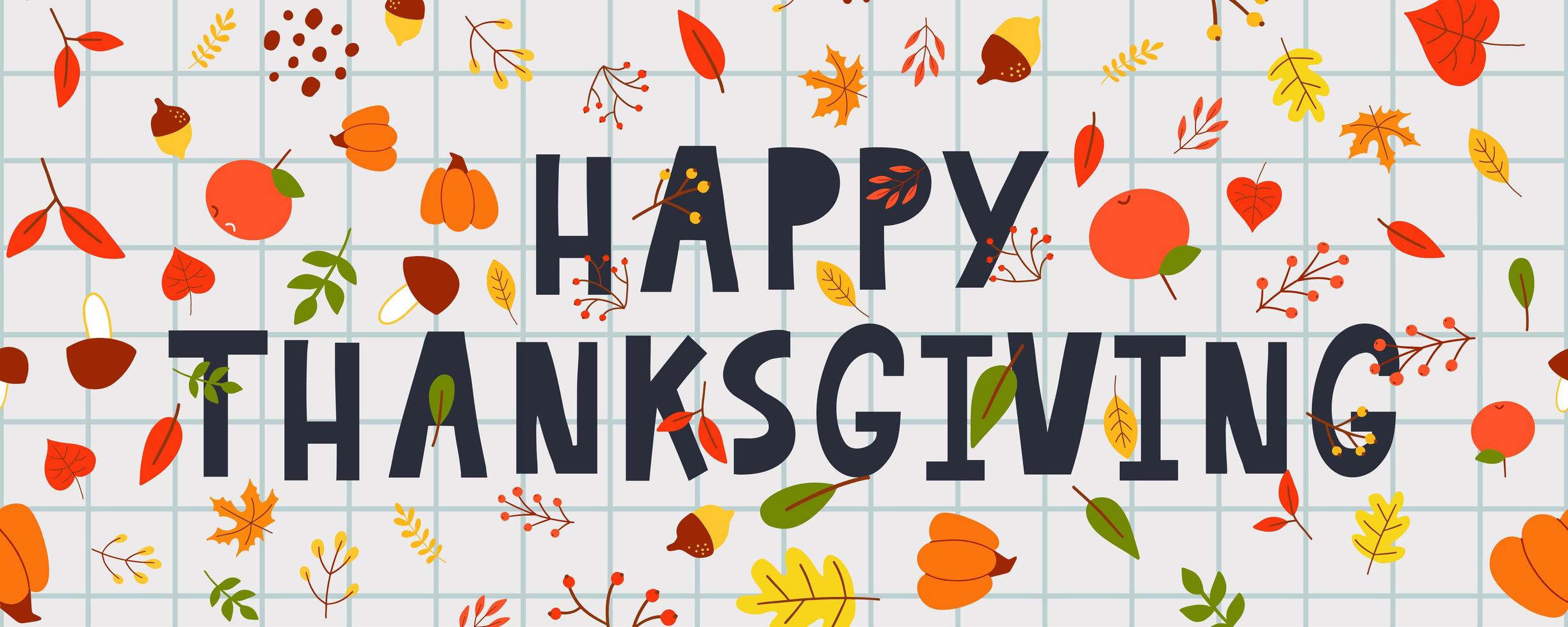 met de hand getekend happy thanksgiving-belettering vector