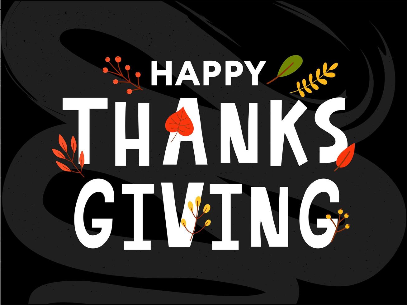 met de hand getekend happy thanksgiving-belettering vector