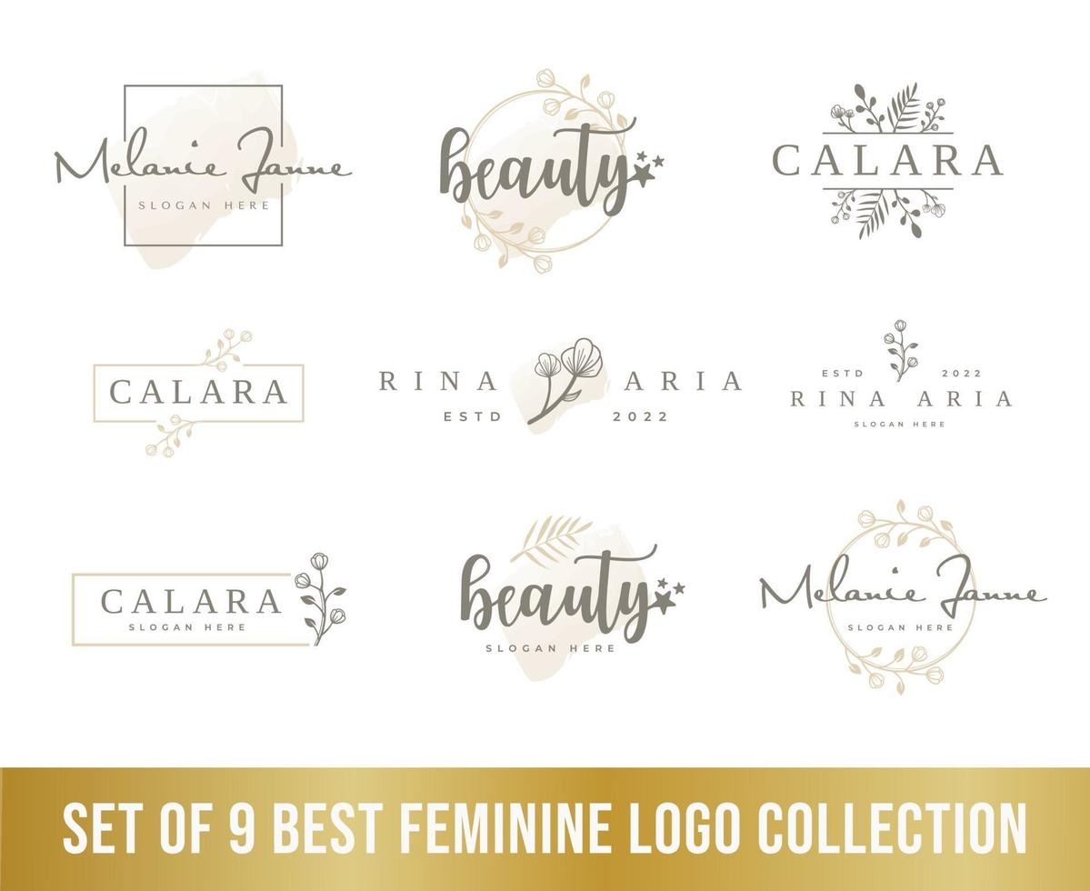 beste vrouwelijke logo-collectieset perfect voor bedrijfslogo's voor schoonheid vector