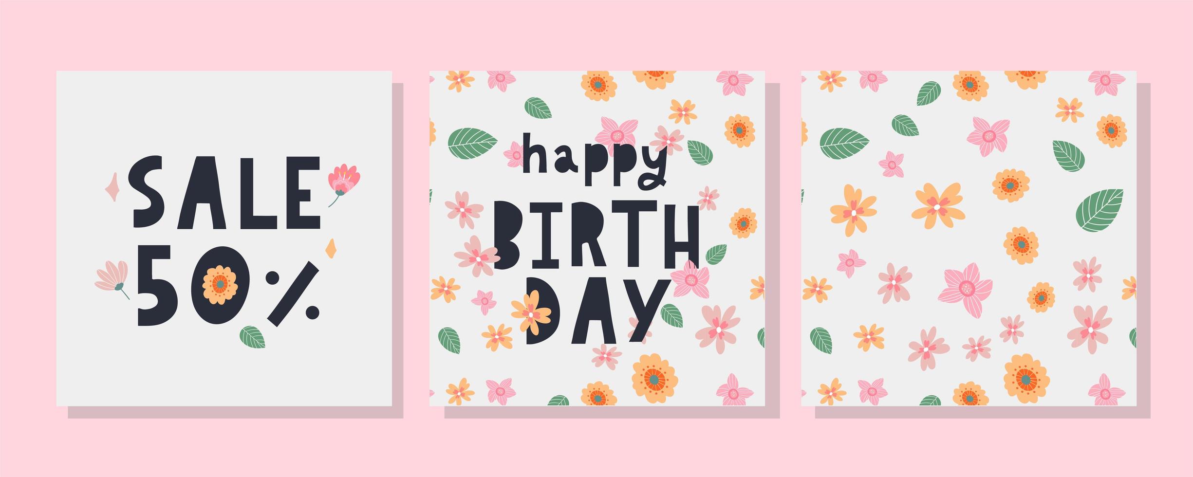 gelukkige verjaardag tekst bloemen brief vakantie banner kaart viering vector