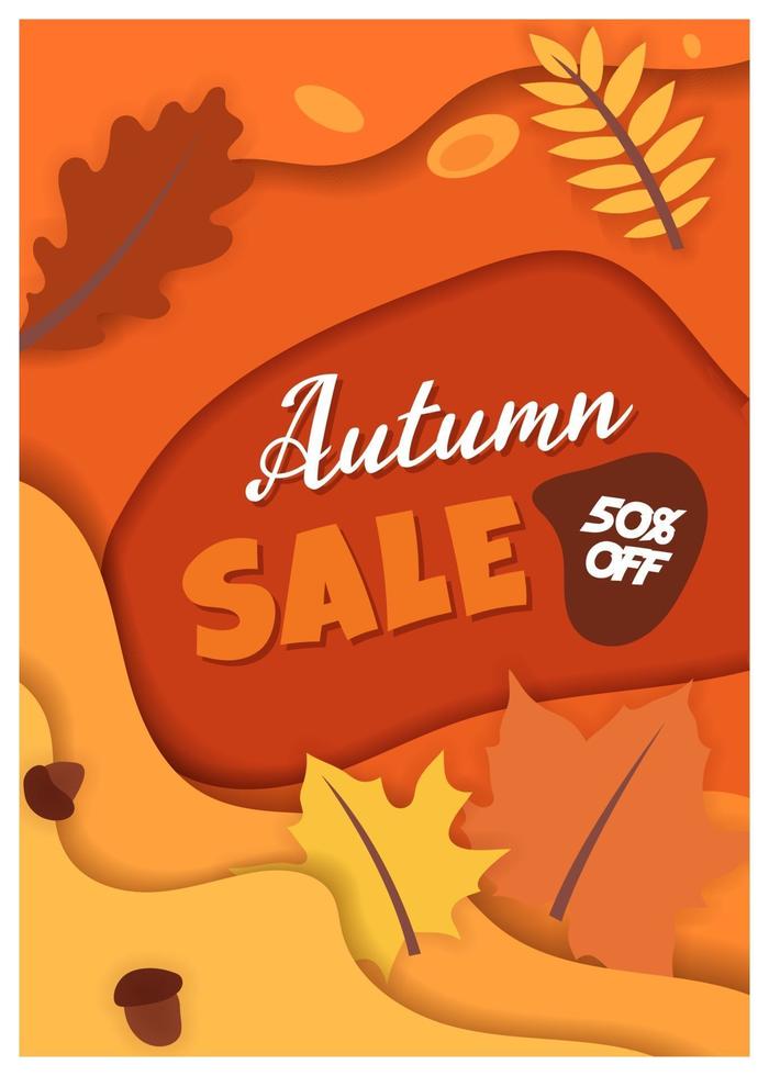 herfst verkoop papier gesneden vector sjabloon banner gratis