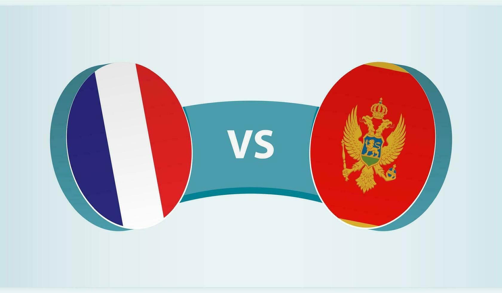Frankrijk versus Montenegro, team sport- wedstrijd concept. vector