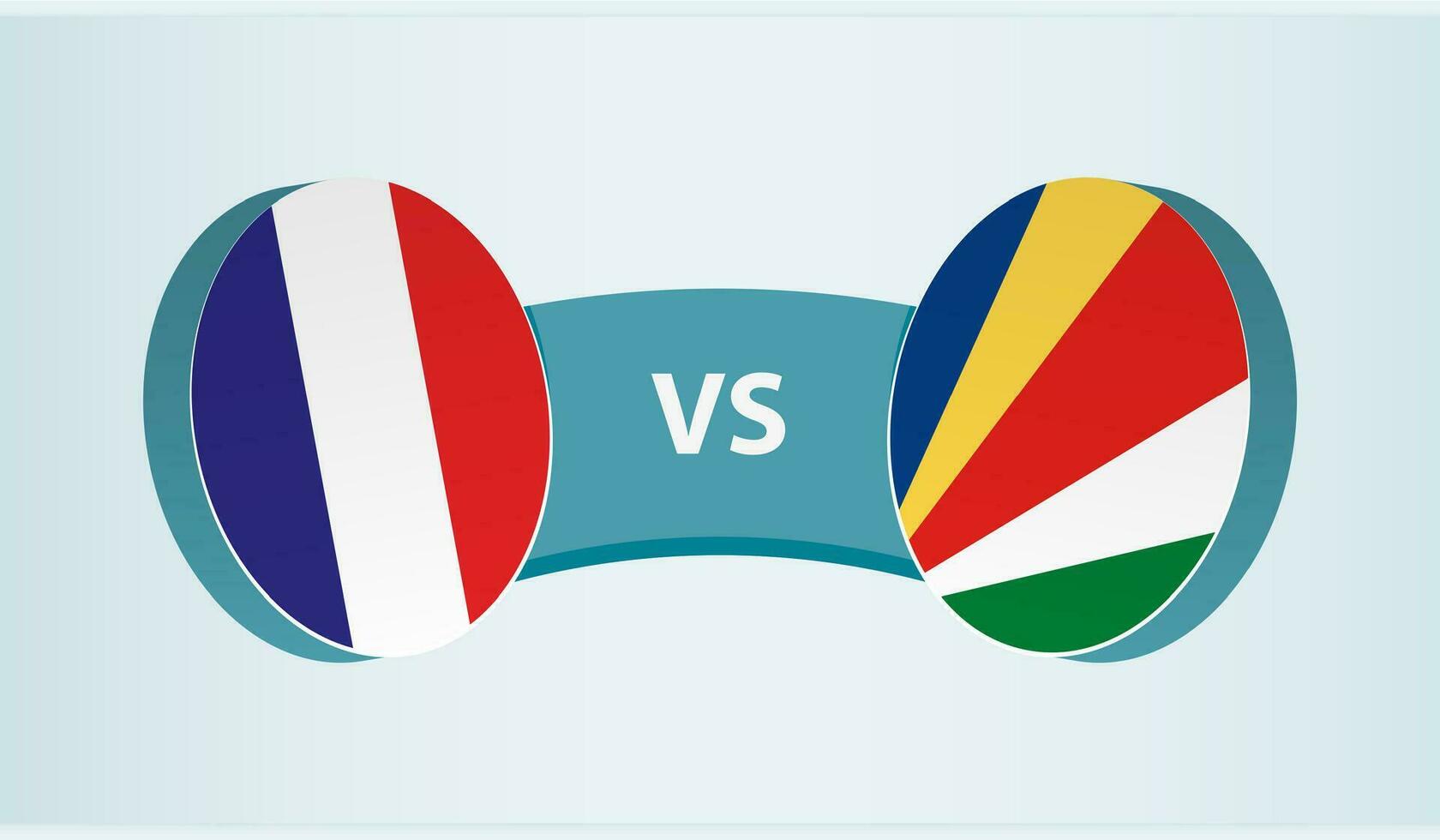 Frankrijk versus Seychellen, team sport- wedstrijd concept. vector