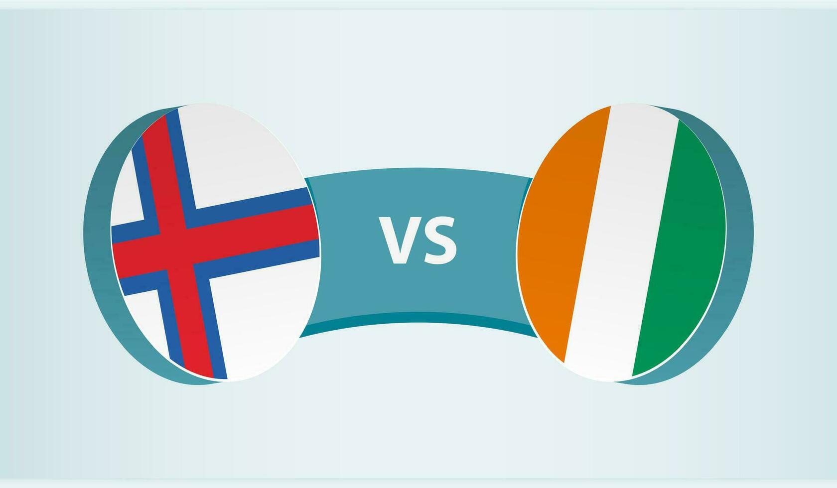 Faeröer eilanden versus ivoor kust, team sport- wedstrijd concept. vector
