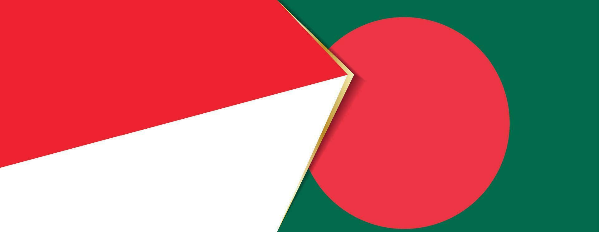 Indonesië en Bangladesh vlaggen, twee vector vlaggen.