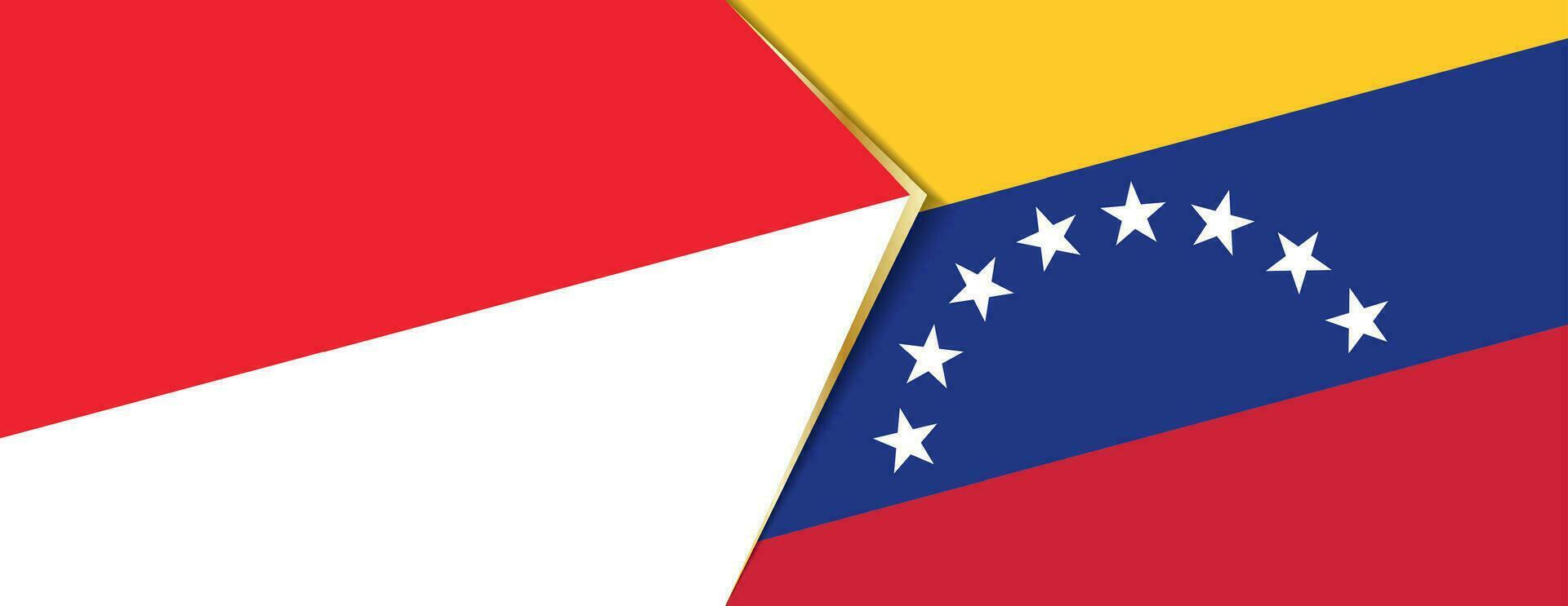Indonesië en Venezuela vlaggen, twee vector vlaggen.