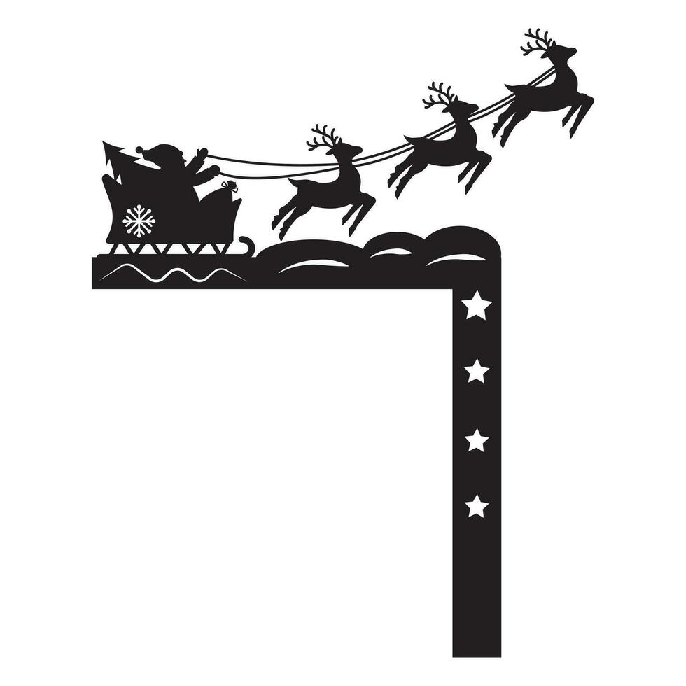 lasergesneden hoek van de Kerstmis deur, zwart silhouet, Kerstmis decor vector