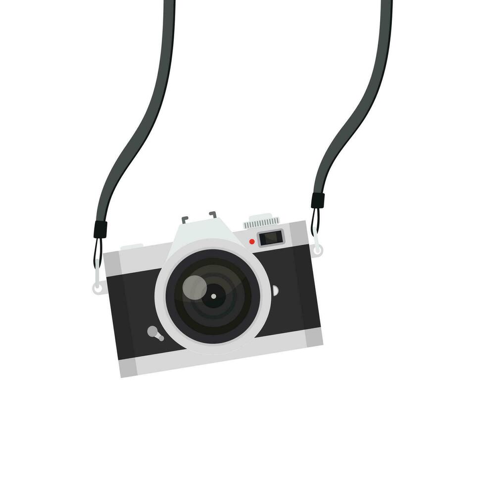 zwart camera hangende vector icoon