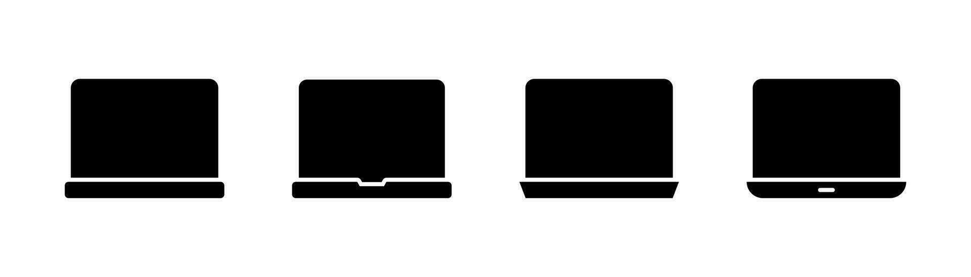 laptop glyph icoon. computer teken. laptop icoon set. notitieboekje symbool. laptop icoon in glief. voorraad vector illustratie.