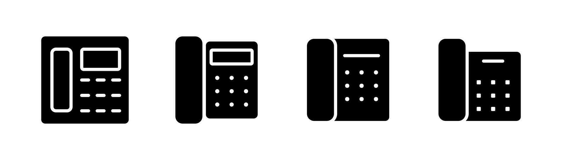 vaste telefoon icoon set. telefoon glyph icoon set. retro telefoon teken. zwart vaste telefoon icoon. telefoon symbool set. voorraad vector illustratie.