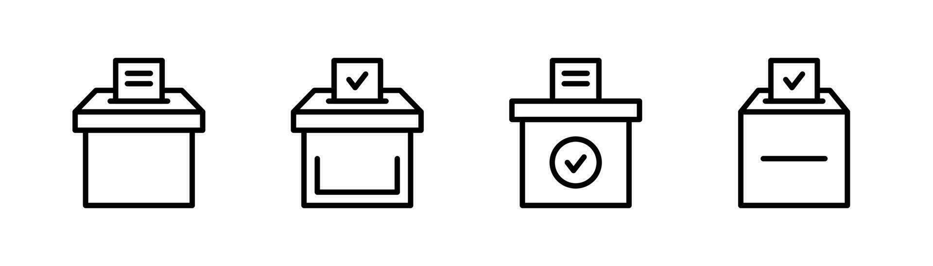 stemmen doos icoon in lijn. verkiezing doos pictogrammen set. schets stemmen bulletin icoon. stemmen doos in lijn. voorraad vector illustratie.