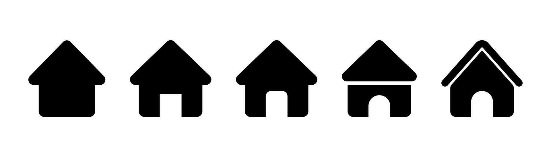 huis icoon set. huis symbool in glief. huis icoon in zwart. huis silhouet in glief. huis pictogram in vector