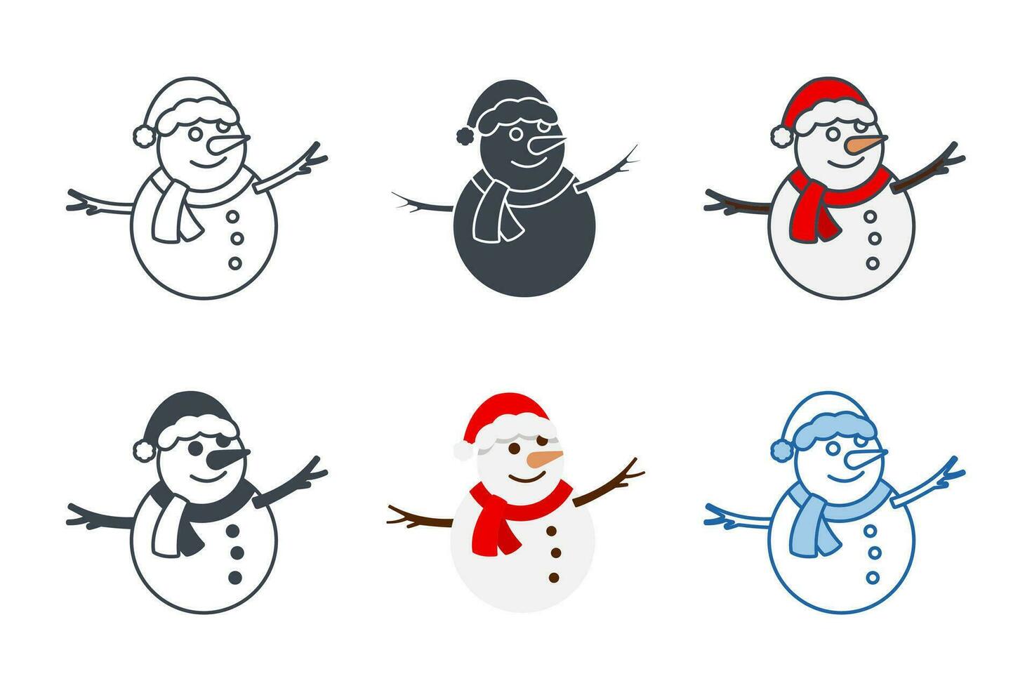 sneeuwman icoon verzameling met verschillend stijlen. Kerstmis winter verkoudheid sneeuwman icoon symbool vector illustratie geïsoleerd Aan wit achtergrond