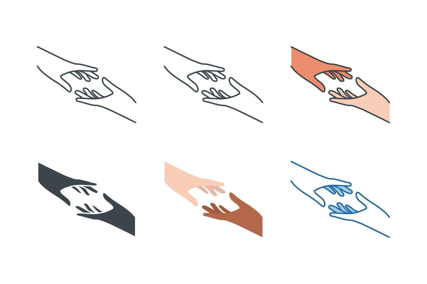 helpen hand- icoon verzameling met verschillend stijlen. gebaar, teken van helpen en hoop icoon symbool vector illustratie geïsoleerd Aan wit achtergrond
