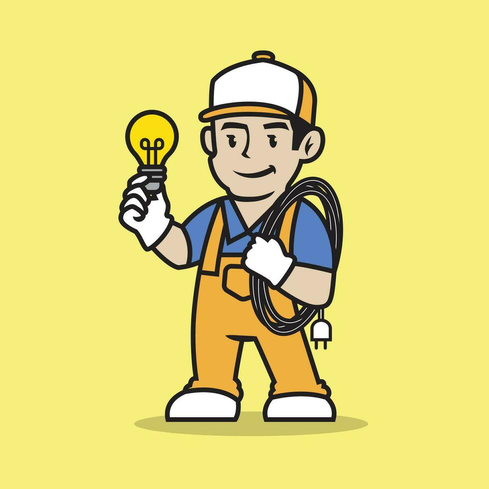 elektricien mascotte logo vector