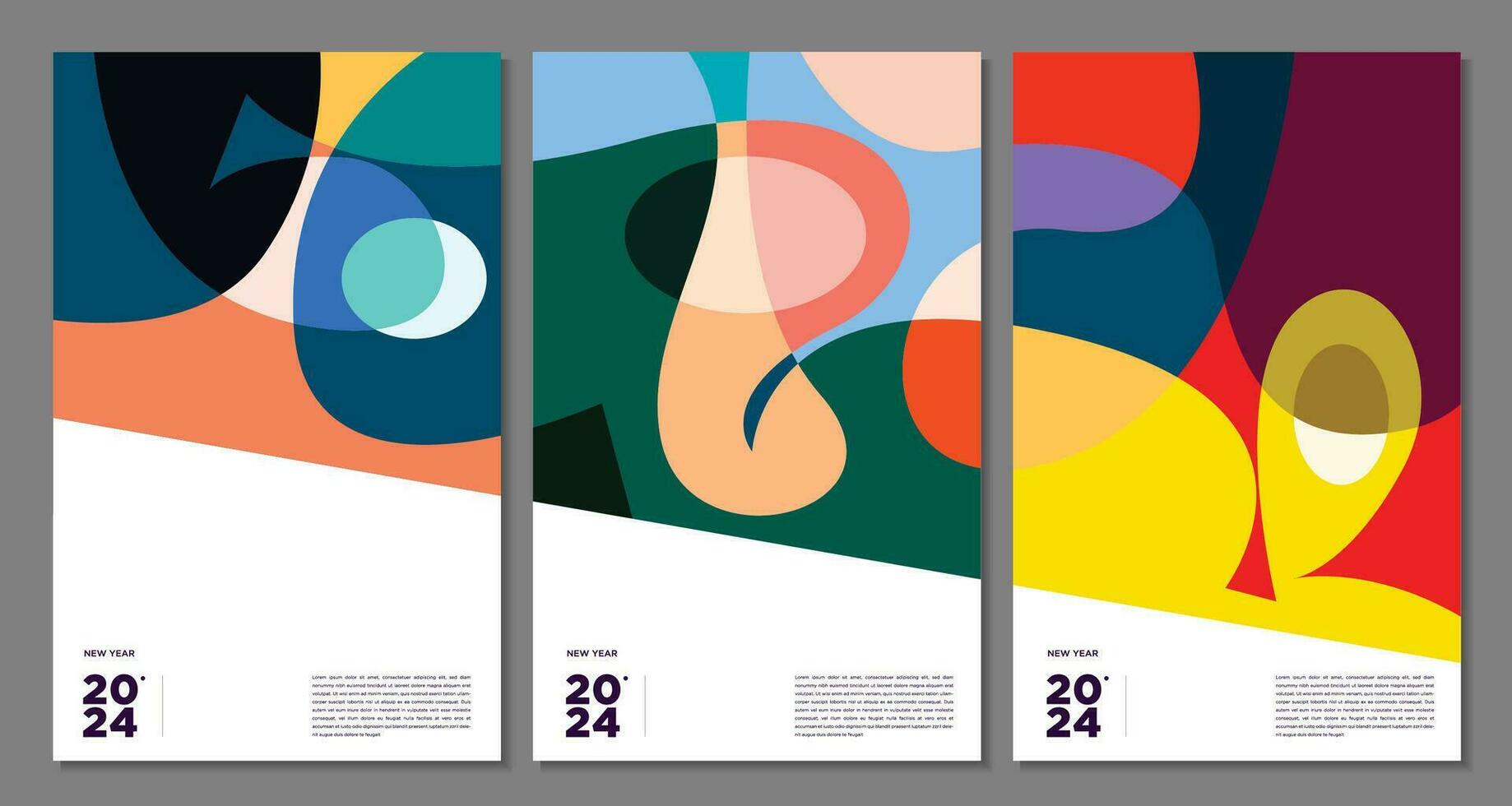 nieuw jaar 2024 kleurrijk abstract meetkundig en vloeistof voor poster en banier groet kaart vector