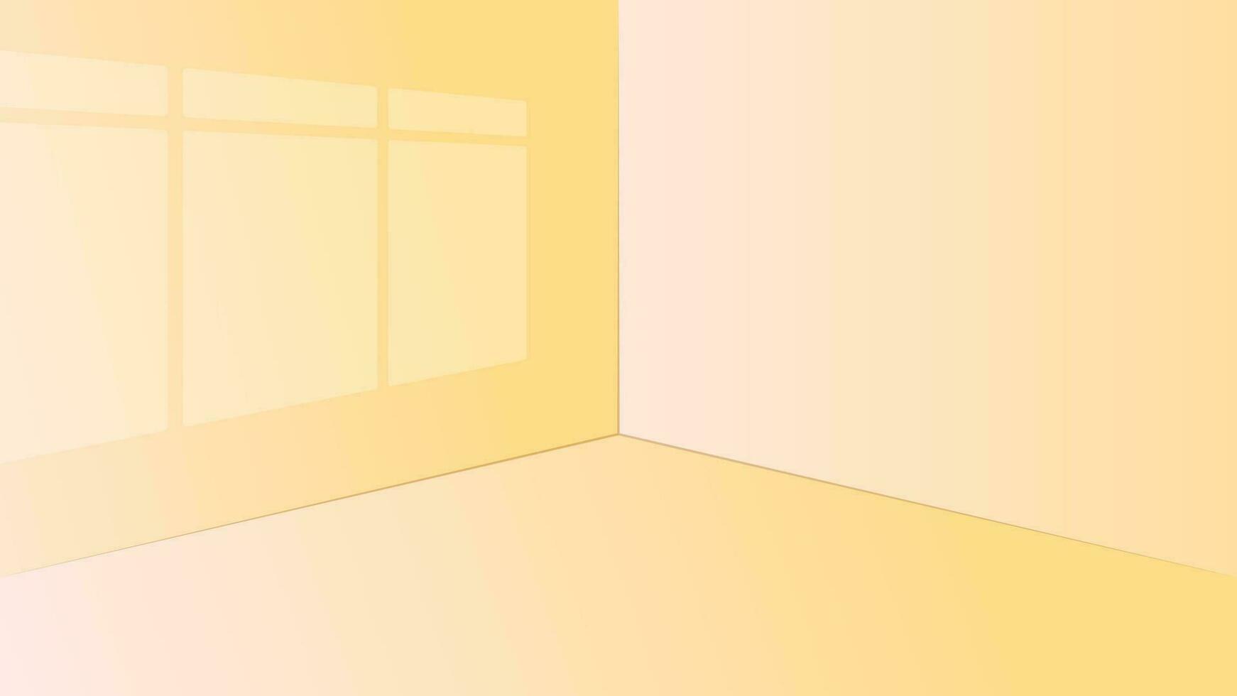 vector illustratie van leeg geel kamer hoek met zonovergoten venster reflectie achtergrond meetkundig