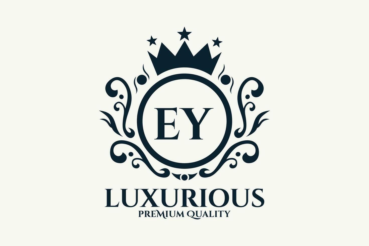 eerste brief ey Koninklijk luxe logo sjabloon in vector kunst voor luxueus branding vector illustratie.