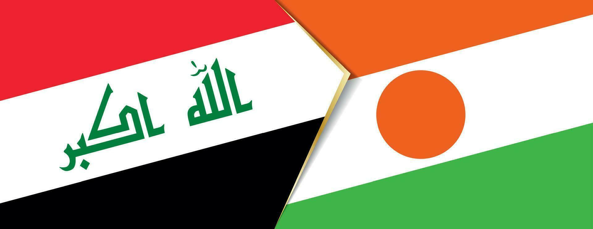 Irak en Niger vlaggen, twee vector vlaggen.