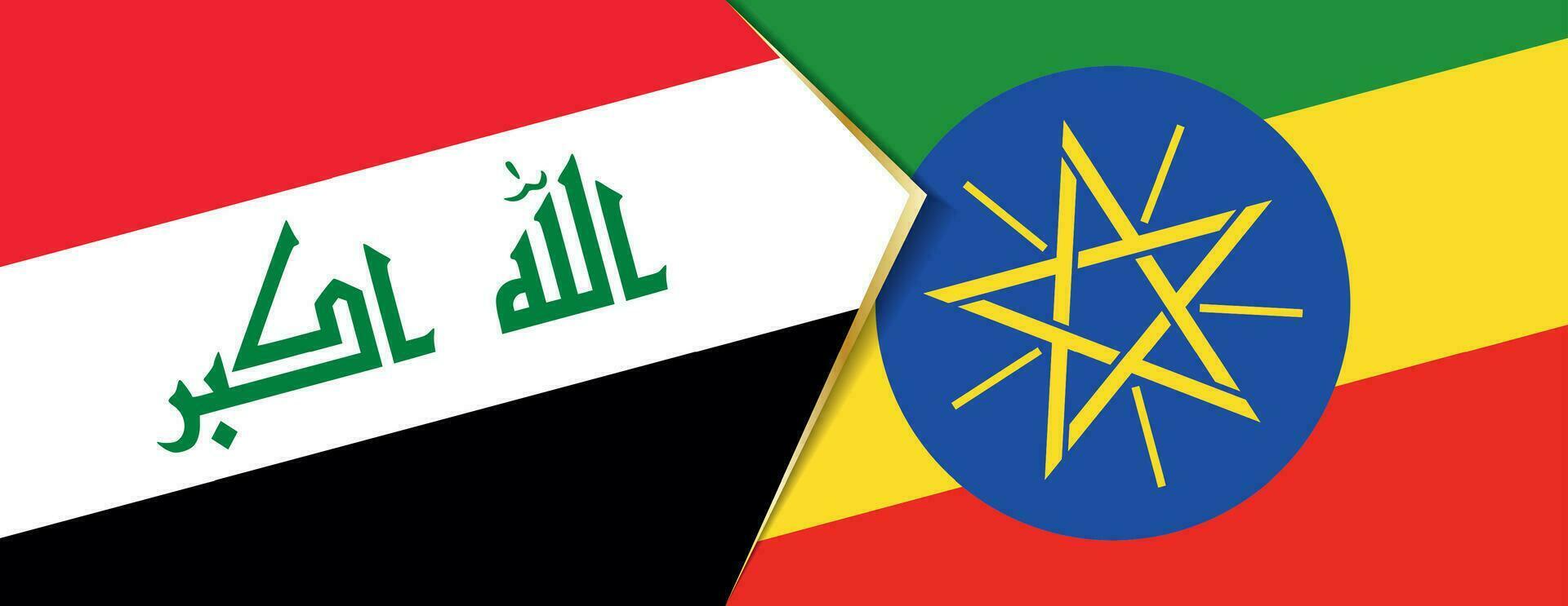Irak en Ethiopië vlaggen, twee vector vlaggen.