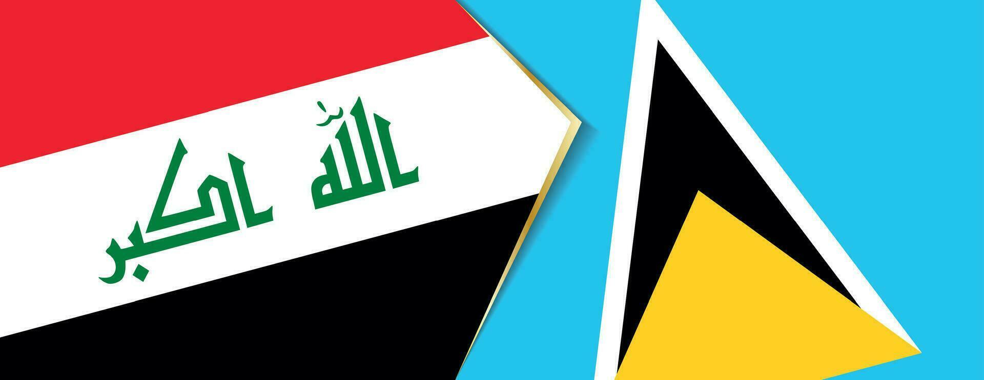 Irak en heilige lucia vlaggen, twee vector vlaggen.
