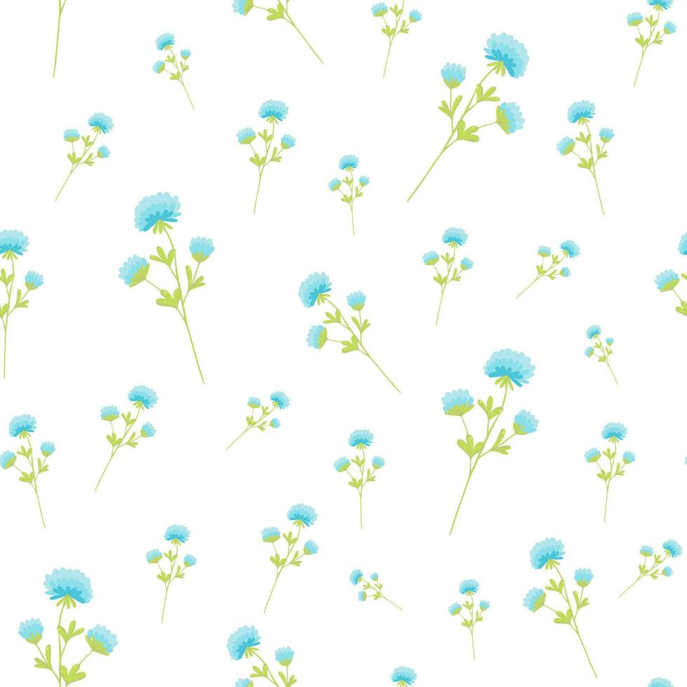 blauw klein oprecht bloemen vector naadloos patroon voor Internationale vrouwen dag, maart 8e, bloemen achtergrond. behang, papier omhulsel