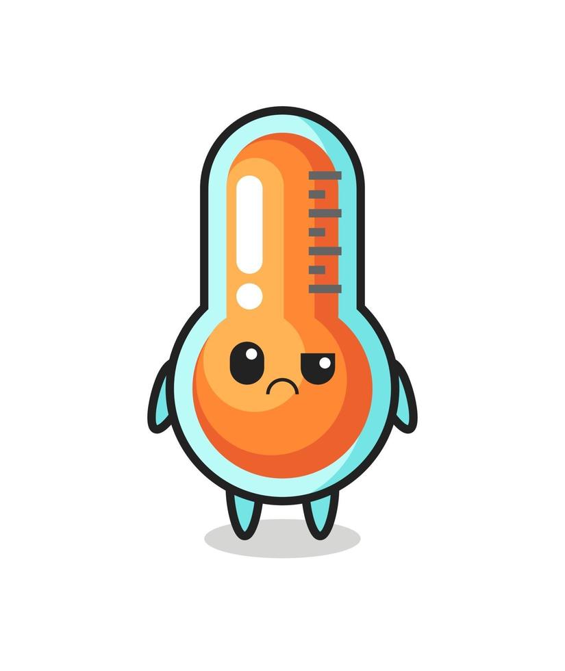 de mascotte van de thermometer met een sceptisch gezicht vector